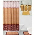 thumbnail image 2 of 19-Piece Bathroom Set: 2-Rugs/Mats Non Slip, 1 Fabric Shower Curtain, 12-Fabric Rings, 4PC Ceramic Accesories Different Styles And Colors For Home Bath Decor Diamond Gold, 2 of 2