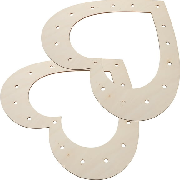 Heart Shaped Wooden Wreath Frame for DIY Crafts Beige Plastic 2pcs