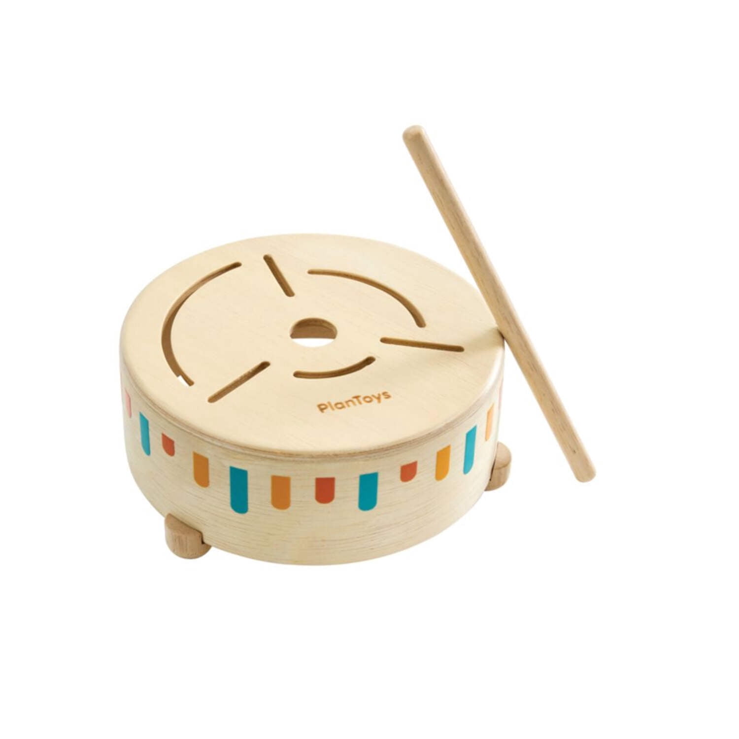 PlanToys® Wooden Sensory Drum for Toddlers – Colorful Musical Toy for Kids, Boosts Rhythm, Hand-Eye Coordination & Fine Motor Skills, Early Learning Instrument, Ideal for 12 Months+