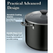 Cook N Home Professional 10.5 Quart Non stick Stock Pot with Lid, Riveted Handles, Big Soup Pot for Holiday Feasts, Stockpot with Even Heating, Induction Cookware, Oven & Dishwasher Safe, Black