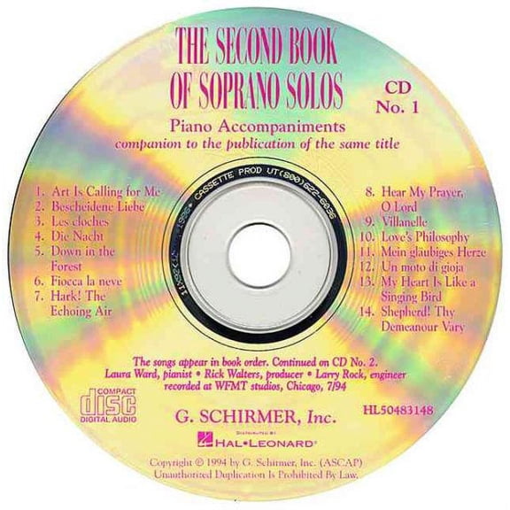 SECOND BOOK OF SOPRANO SOLOS SET OF 2 ACCOMPANIMENT CDS