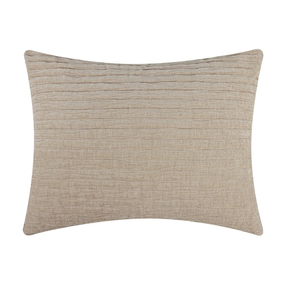 Greenland Home Fashions Velvet Crush Khaki Textured Plush Quilted Chenille Pillow Sham, All Ages, Standard
