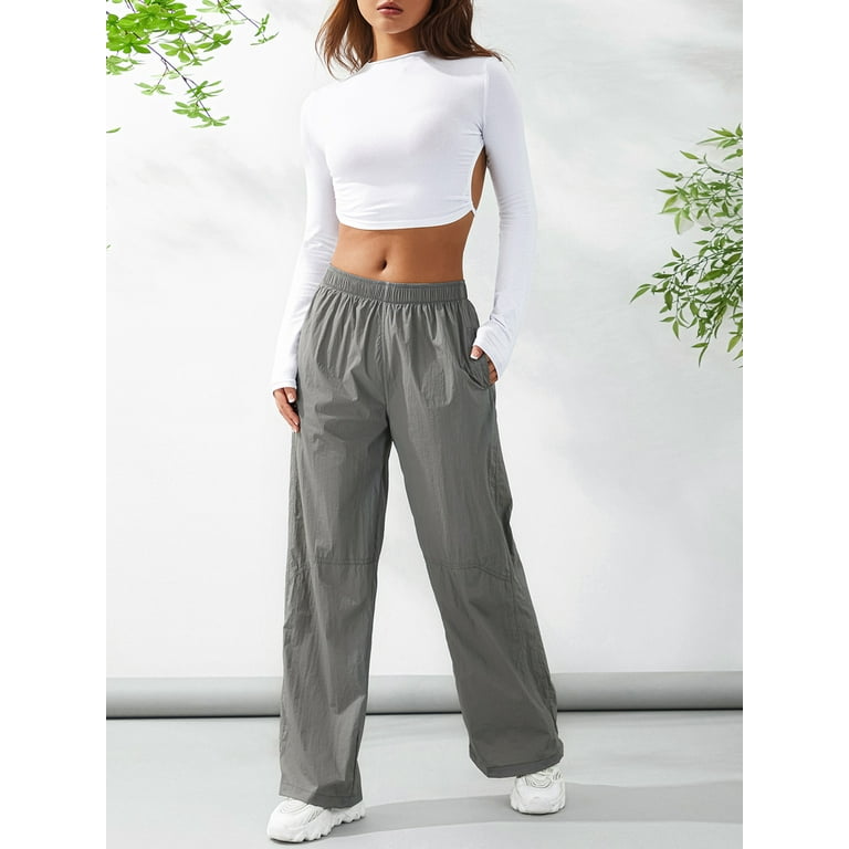 Sunisery Y2K Cute Low Waisted Flare Trousers Jeans Vintage Aesthetic Cargo  Pants Slim Pockets Harajuku Joggers 90s Streetwear