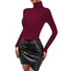 thumbnail image 1 of Gibobby Sueter Dama Suéter de punto de mujer Color sólido O Cuello de fondo Suéter de cuello Tops (Vino, M), 1 of 5