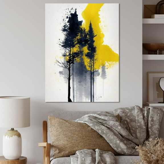DESIGN ART Designart "Yellow Majestic Forest Ii" Tree Canvas Art Print 24 in. wide x 32 in. high