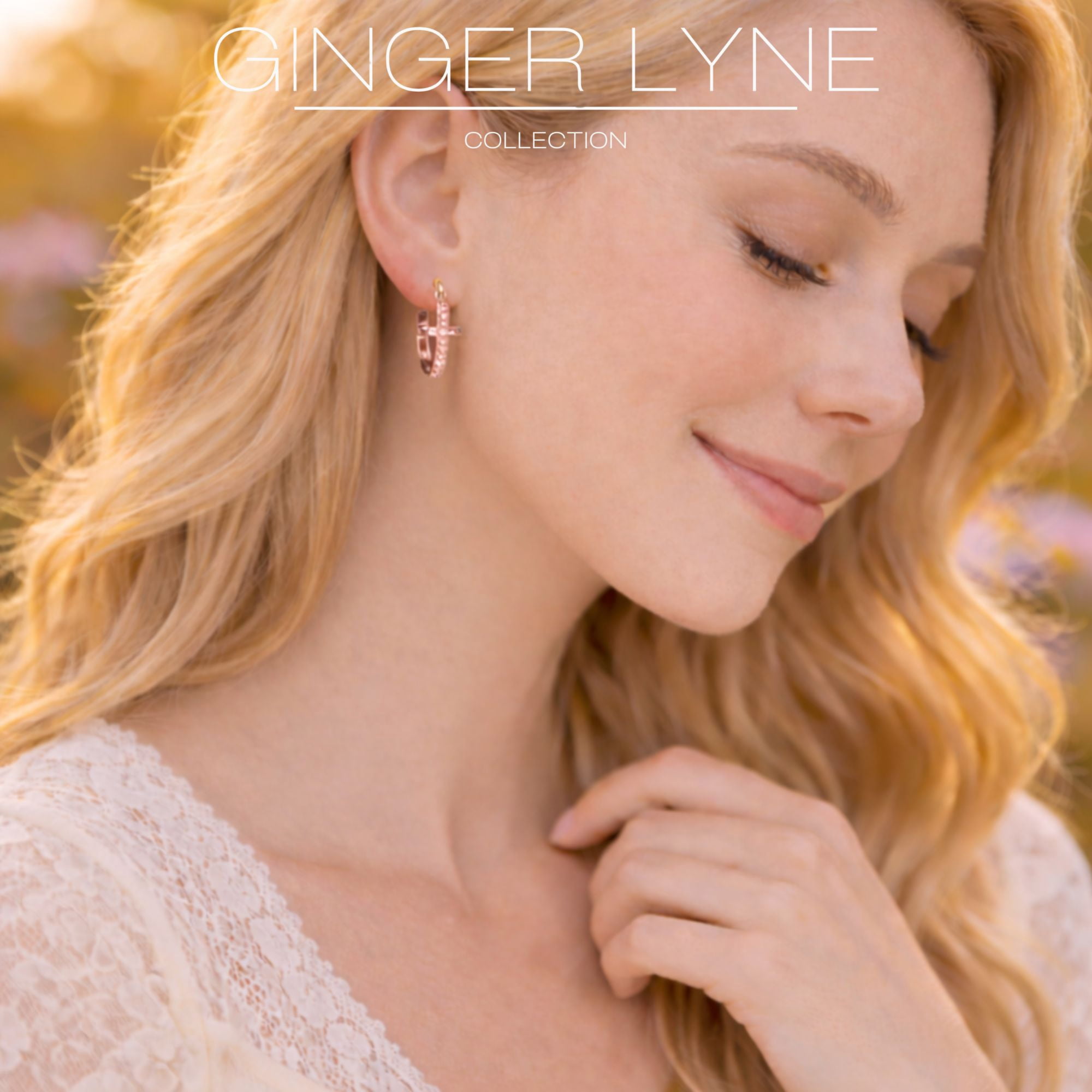 Cross Hoop Earrings for Women Cubic Zirconia Ginger Lyne Collection