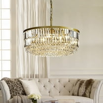 5 Lights 24" Modern Glam Gold Crystal Chandelier