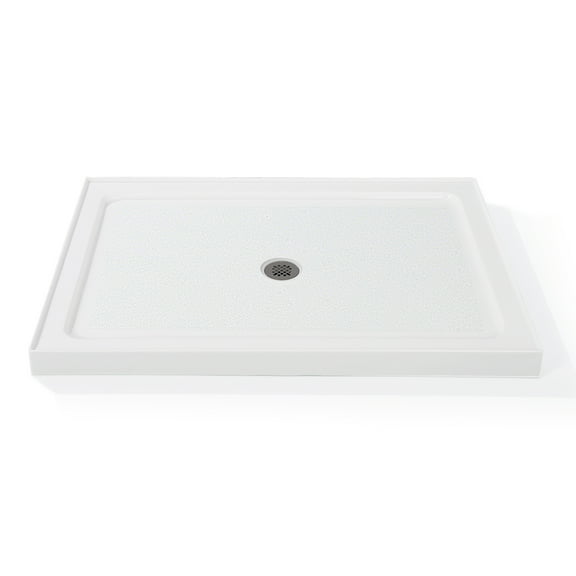Pinypikaka 48'' L x 32'' W Shower Base, Shower Pan & Tray with Stainless Steel Drain, Non-Slip Texture, Center Drain