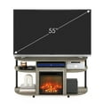 thumbnail image 5 of Furinno Jensen Open Storage Curved Entertainment Center Stand with Fireplace for TV up to 55 Inch, French Oak Grey, 5 of 7