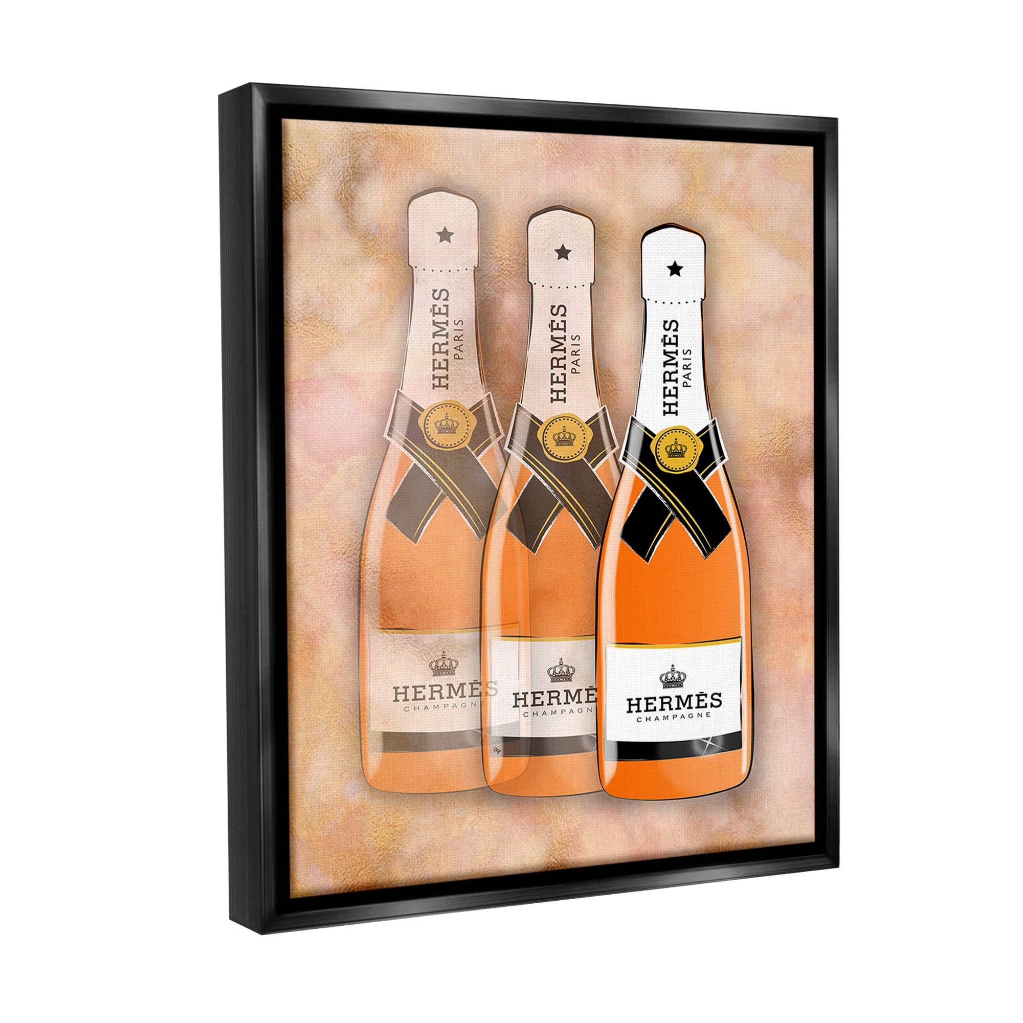 Stupell Industries Orange Glam Champagne Food & Beverage Painting Black Floater Framed Canvas Art Print Wall Art, 25 x 31