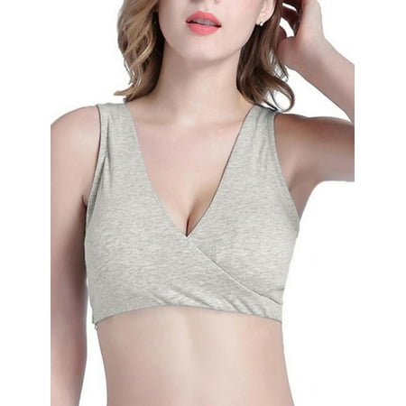 GOODLY Wirefree Maternity Women s Seamless Everyday Sleeping Nursing Bra Comfortable Bralette Gray