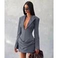 thumbnail image 5 of Women'S Knit Bodycon Dress Long Sleeve V Neck Bodycon Sheath Dress Elegant Party Mini Dress Blue S, 5 of 9