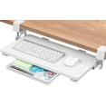 thumbnail image 1 of Small Keyboard Tray Under Desk .; X .; Small Size Keyboard Drawer with C Clamp-on Mount Easy to Install Pull Out Sliding Computer Keyboard Stand () (Wood), 1 of 7