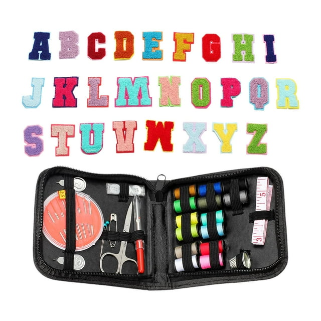 Estuche para Kit de costura, regla suave para principiantes, herramientas de costura para el hogar, 26 parches borda con letras, juego de apliques Sunnimix Agujas de costura