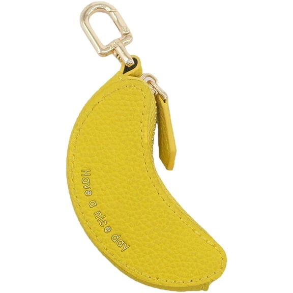 Jiibva Cute Banana Shape Mini Coin Purse Fruit Charm With Keychain Sweet Style Coin Purse Bag Charm Pendant For Women