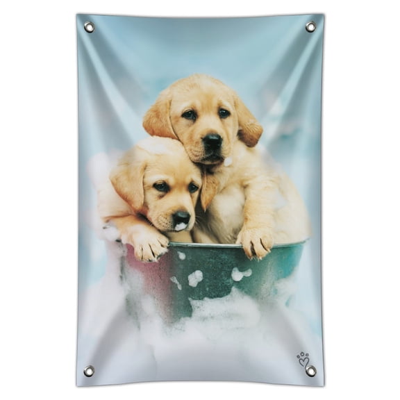 Labrador Retriever Puppies Dogs Bath Bubbles Bucket Home Business Office Sign