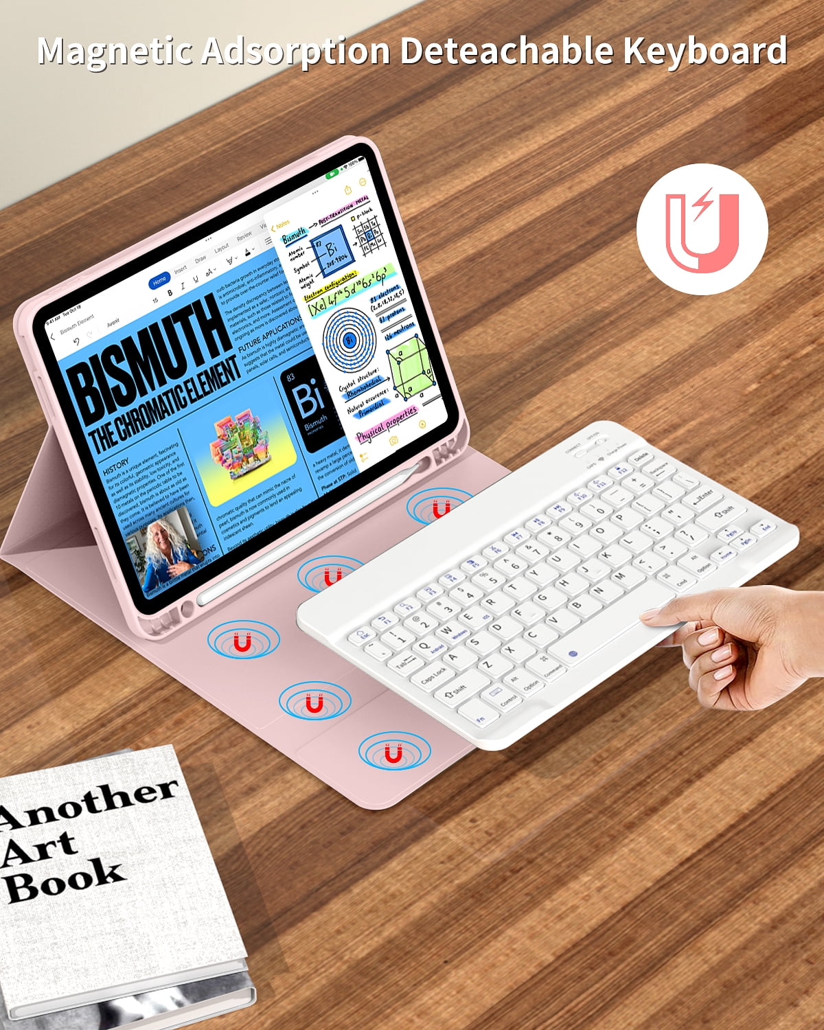 DWPSG Keyboard Case for iPad (A16) 11th Generation 11 inch 2025, Stand Folio Detachable Wireless Bluetooth Rechargeable Keyboard, for iPad 10th Generation 10.9 inch 2022 with Pencil Holder, Pink