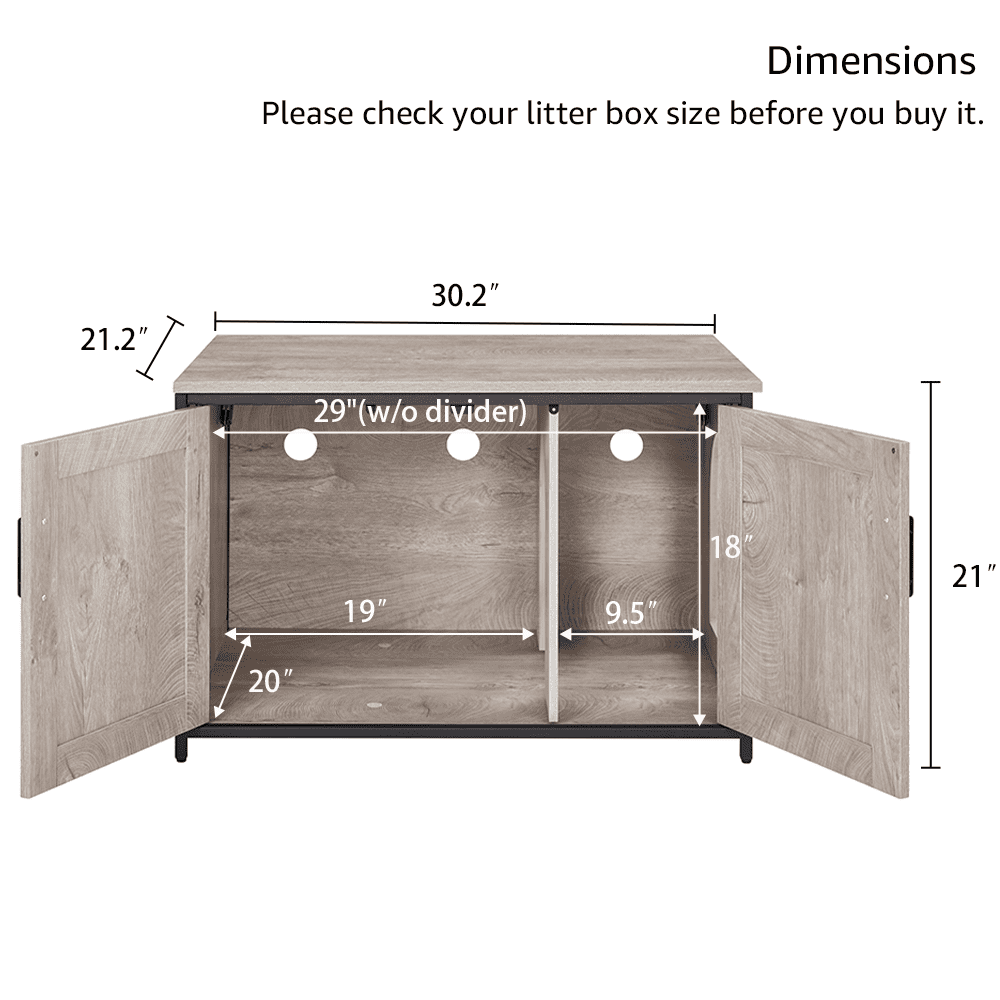 Unipaws  Litter Box Enclosure - Top Opening Cat Litter Box Cabinet, Large Size Fits XL Automatic Boxes, Pressed Wood & Metal Frame, Hide Odor & Waste - for Home Use
