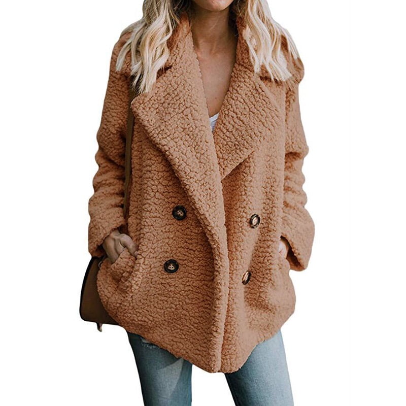 Long Sleeve Plush Peacoat - Walmart 