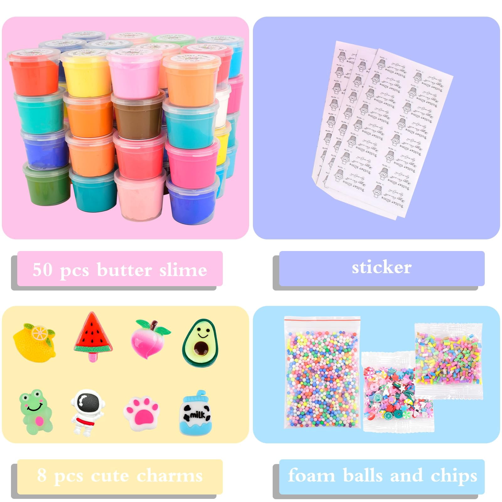 58 Pack Mini Easter Slimes kit, Butter Slime Party Favors, Slime Bulk Toy for Classroom Prizes, Goodie Bag Stuffers for Kids Boys Girls, Ideal Birthday Easter Filling Gifts
