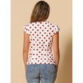 thumbnail image 4 of DARING DIVA Polka Dots Ruffled Sleeve Tie Neck Blouse M White Red, 4 of 6