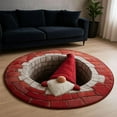 thumbnail image 5 of Christmas 3D Rug – Christmas Optical Illusion Rugs, Santa Claus Quilted Round Mat, Non-Slip Xmas Gnome Door Mat, Soft Durable for Living Room Holiday Decor (80cm/31in-b), 5 of 8