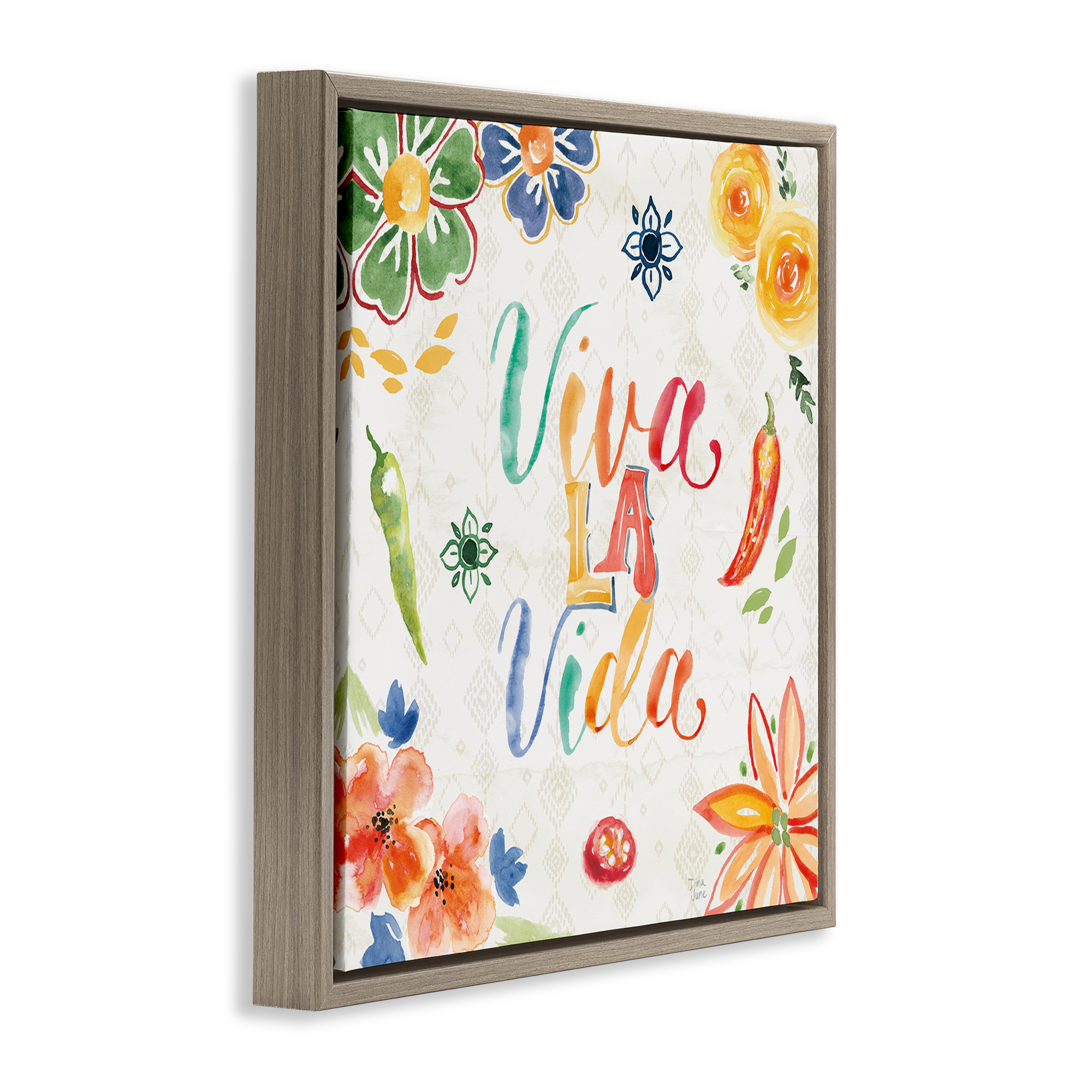 Stupell Industries Viva La Vida Celebración Inspirational Quotes & Sayings Painting Brown Floater Framed Art Print Wall Art, 25 x 25