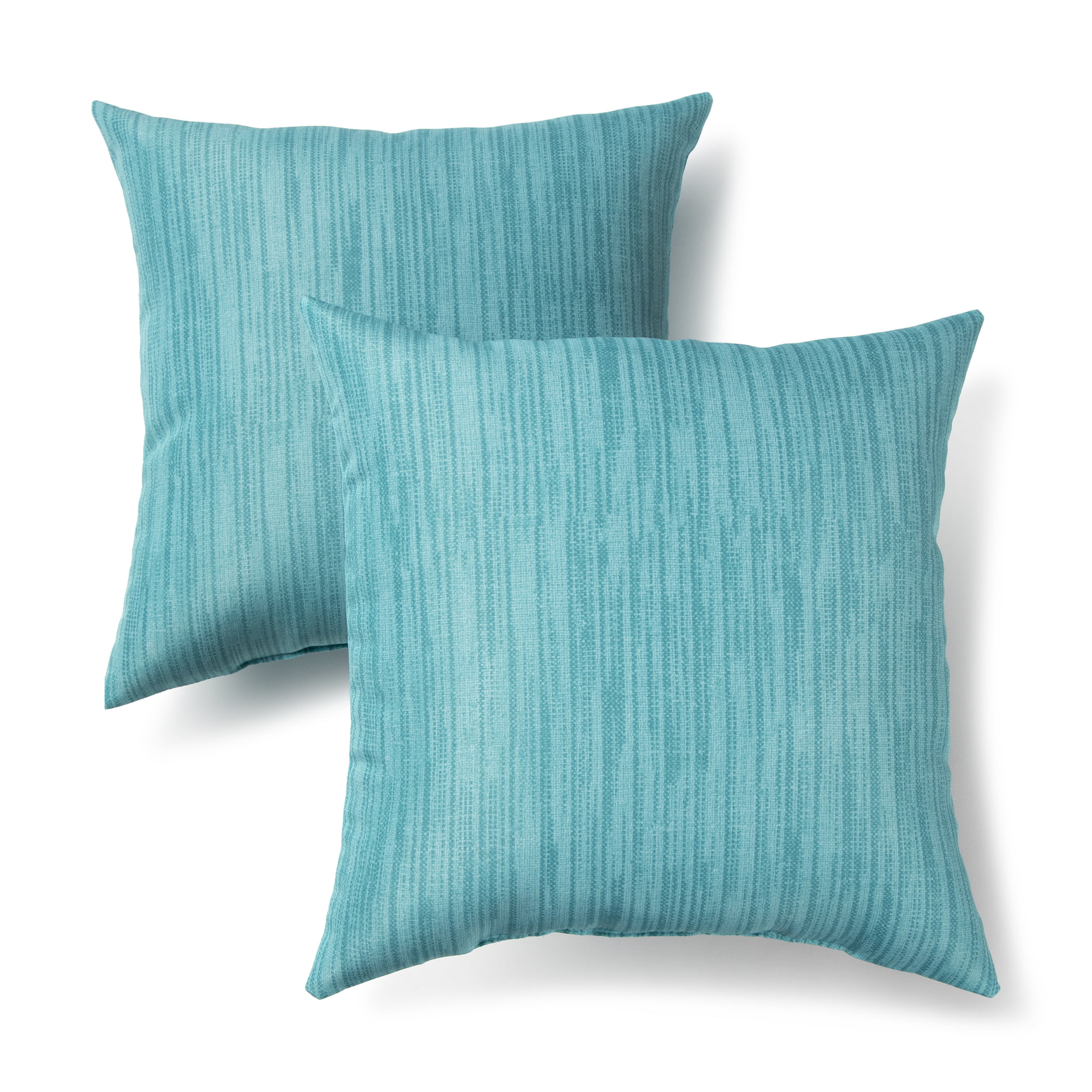 Set of 2 Blue Green Tropical Transitional Polyester Reversible Water Resistant Aqua 17-inch Indoor/Outdoor Throw Pillows