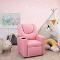 thumbnail image 3 of Naomi Home Kids Push Back Recliner Chair with Footrest and Cup Holder, Pink, 3 of 11