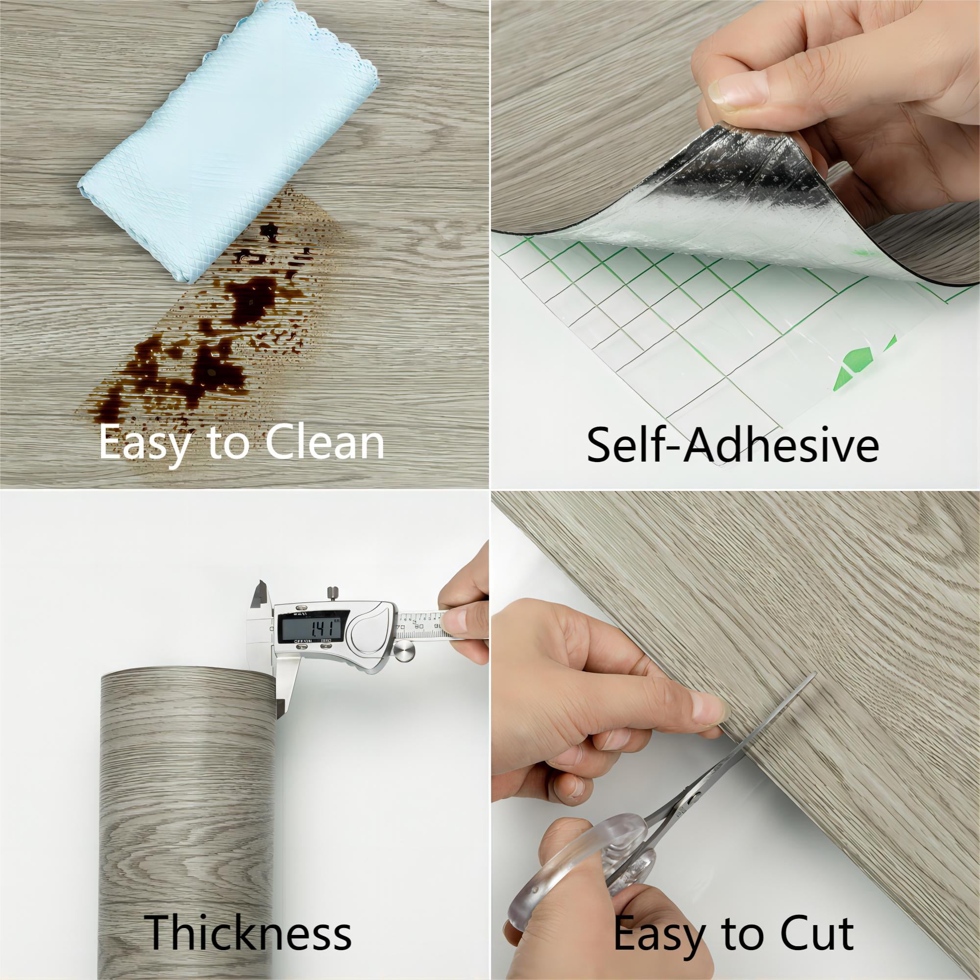 (4 pack) UMIGGEE Peel and Stick Vinyl Flooring Roll 15.7-in x 118-in/12.8 Sq.Ft Thicken Self-Adhesive Vinyl Wood Grain Floor Wear-Resistant Easy DIY Install Home Decor