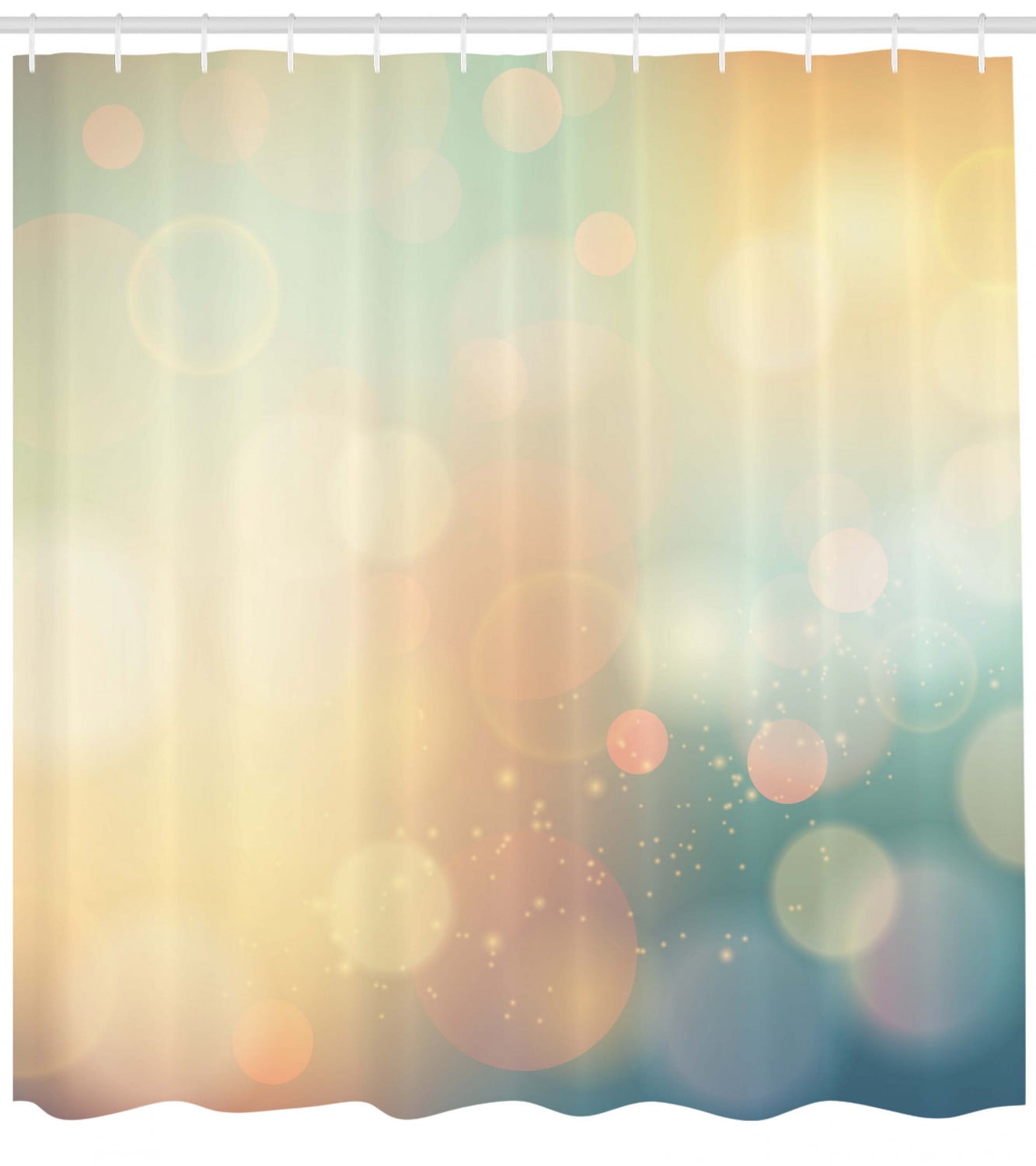 Orange Shower Curtain Abstract Digital Waves Print for Bathroom