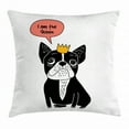 thumbnail image 1 of Bulldog Throw Pillow Cushion Cover, Hand Drawn Illustration of a Puppy with a Crown and I am the Queen Quote, Decorative Square Accent Pillow Case, 20 X 20 Inches, Black Coral Marigold, by Ambesonne, 1 of 2