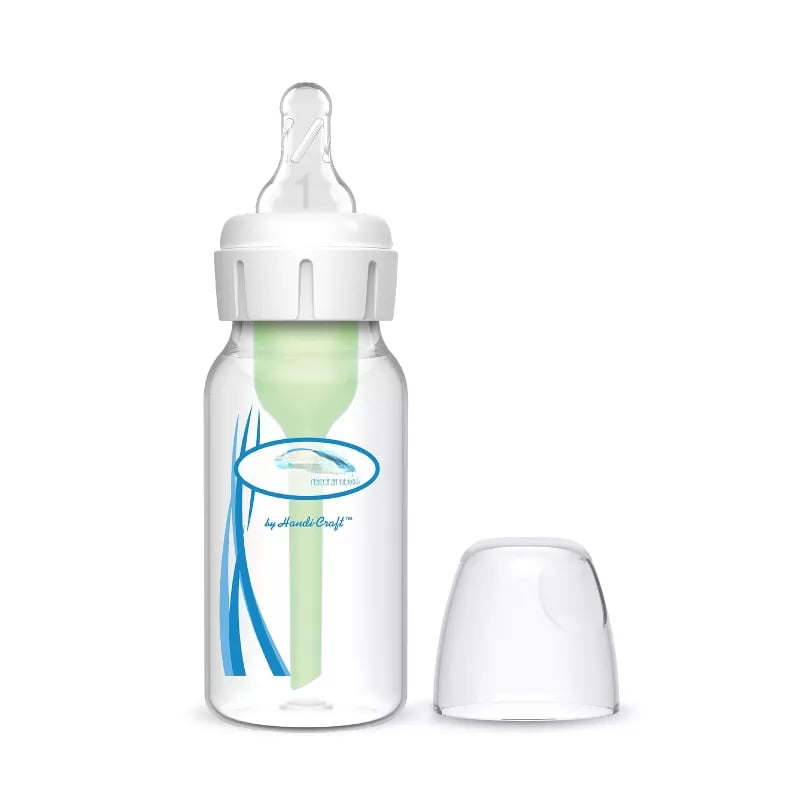 4oz Anti-Colic Narrow Baby Bottle with Level 1 Slow Flow Nipple, BPA-Free Infant Feeding Bottle, Silicone Nipple, Newborn Baby Bottle, 0m+, Baby Feeding Bottle
