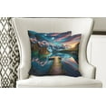 thumbnail image 5 of Ambesonne Lake Throw Pillow Cover Pack of 2, Wooden Pier Dramatic Night, 2 Pcs-16"x16", Coral Dark Turquoise, 5 of 5
