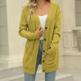 thumbnail image 2 of XFLWAM Women's Open Front Cardigan Sweater with Pockets Long Sleeve Cable Knit Button Down Loose Cardigan Sweater Outwear Yellow S, 2 of 6