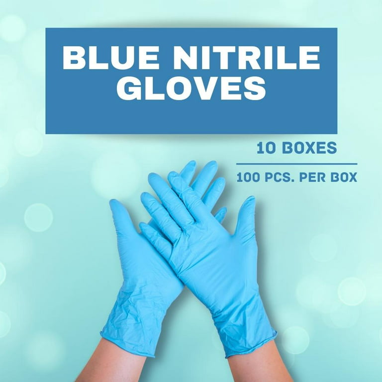 Blue Nitrile Disposable Gloves - 100 Pack - Powder Free Gloves – 3 Mil