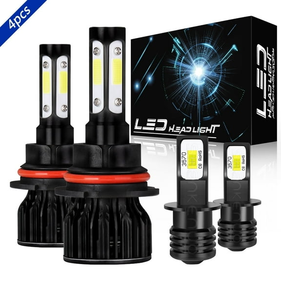 OBNDVU For Dodge Grand Caravan 1993-2000 Headlight LED 9007 High&Low H3 Fog Light 6000K White 4pcs