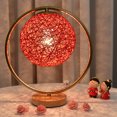thumbnail image 6 of SHENGXINY Bedside Lamp Clearance Table Lamp For Bedroom Infinitely Dimmable Nightstand Lamp With Handwork Rattan Lampshade For Living Room Office Dorm, Solid Wood, LED Bulb Included Red, 6 of 8