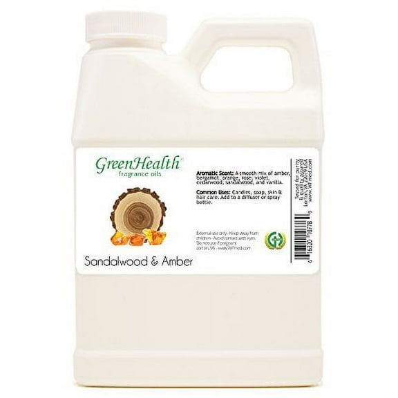 16 fl oz Sandalwood and Amber Fragrance Oil Plastic Jug w/ Cap - GreenHealth
