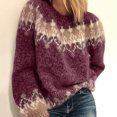 thumbnail image 6 of comerut Sweater Long Sleeve Knitted Warm Vintage O Neck Pullover for Women, 6 of 8