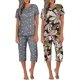 thumbnail image 3 of Ekouaer 2 Pack Women's Sleepwear Capri Pajama Sets Short Sleeve Two-Piece Pjs V Neck Tops & Capri Pants with Pockets S-3XL, 3 of 5
