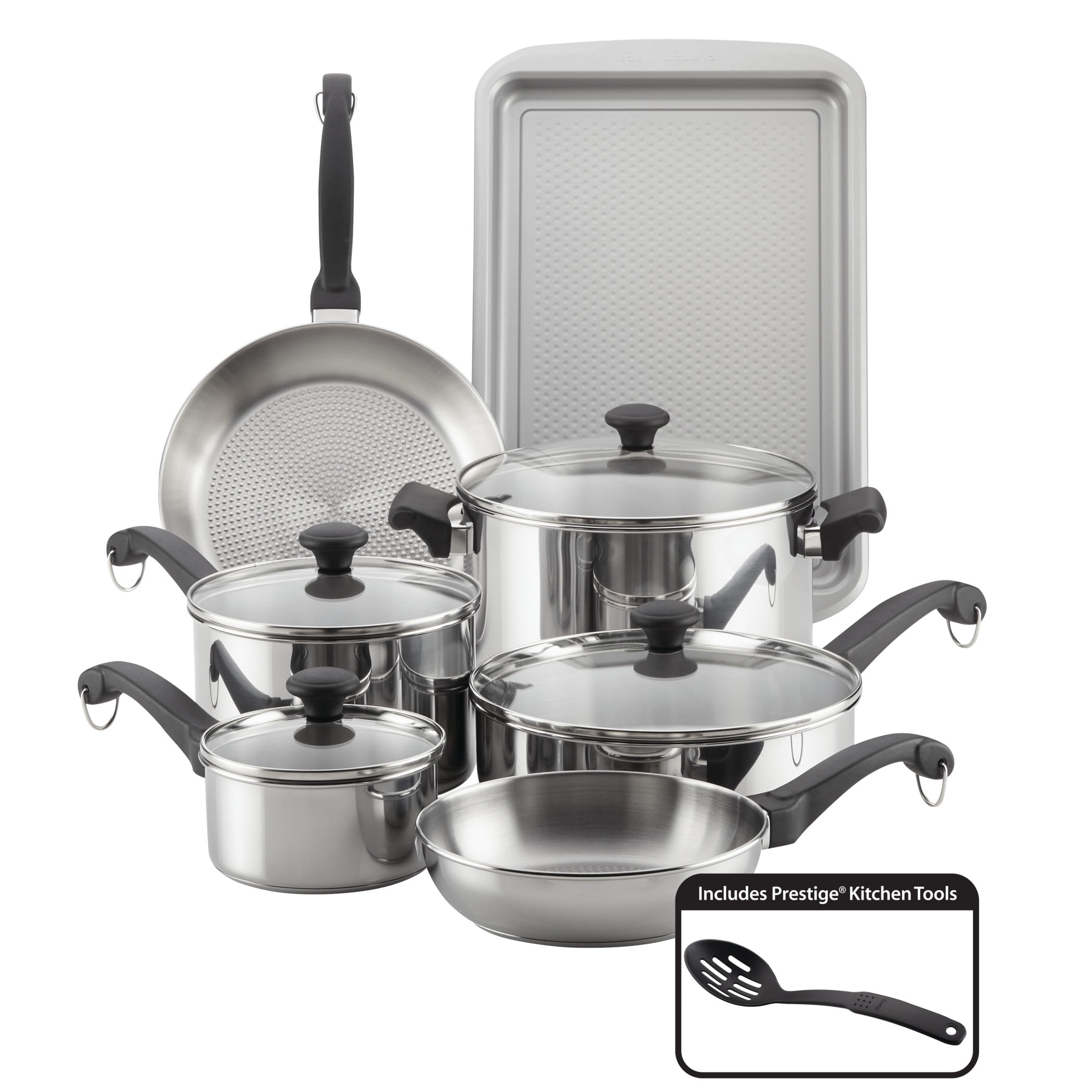 Farberware 12-Piece Classic Traditions Stainless Steel Pots and Pans Farberware Stainless Steel Pots And Pans Set