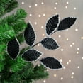 thumbnail image 2 of Northlight 26" Black and Silver Sequin Leaves Christmas Spray, 2 of 5