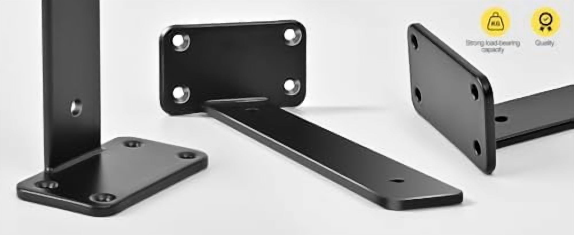 12 Pack - 8 inch Black Hidden L Shelf Bracket (1/5 Inch Thicked) Iron Floating Shelf Brackets Rustic Industrial Metal Brackets for Shelf Support