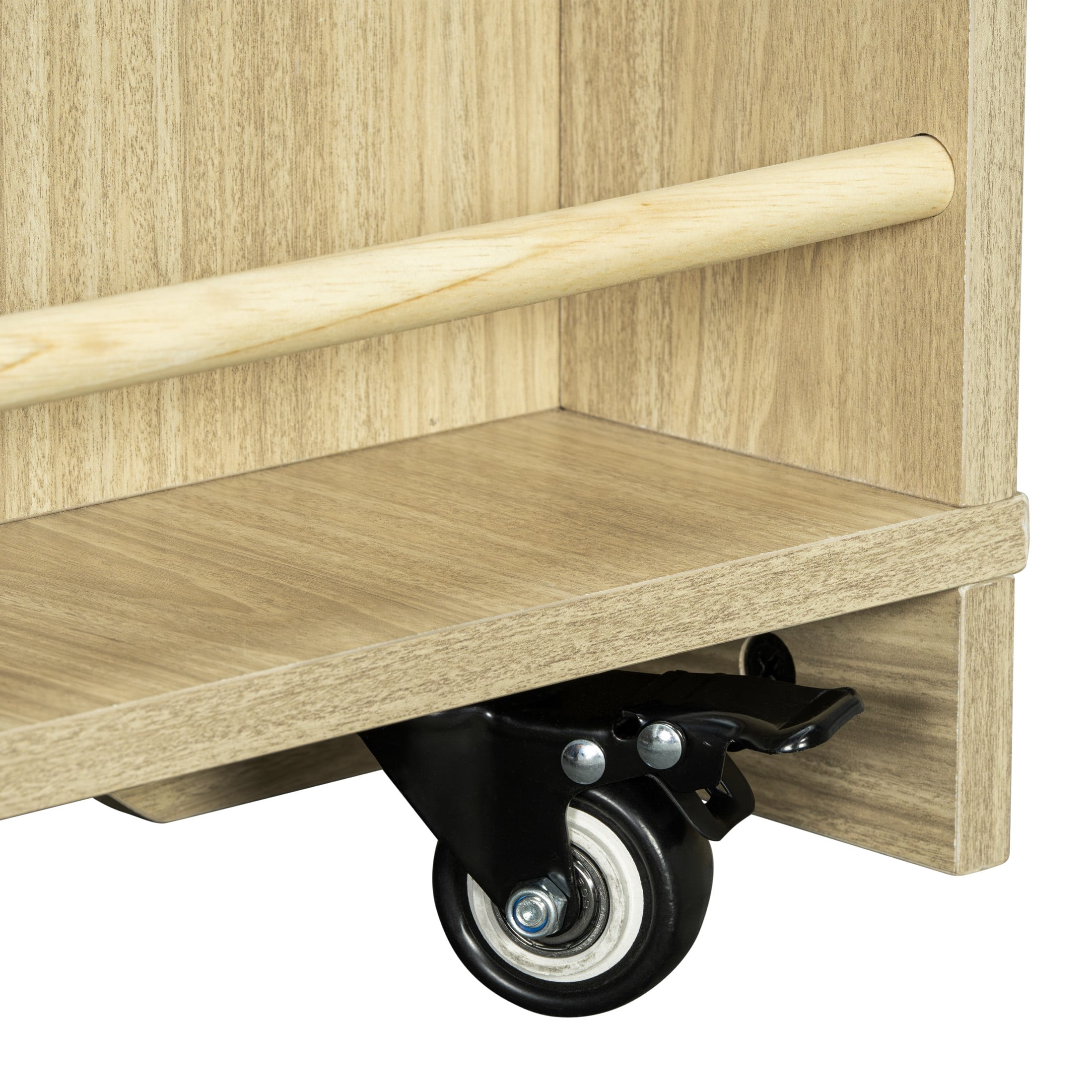 Christopher Knight Home 63" Mobile Kitchen Island Cart, Marble-Look Top, Multi‑Drawer Cabinet, Natural