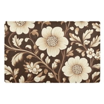Yayeee Doormat for Indoor Entrance 32" x 20" Non Slippery Floor Rug, Brown Floral
