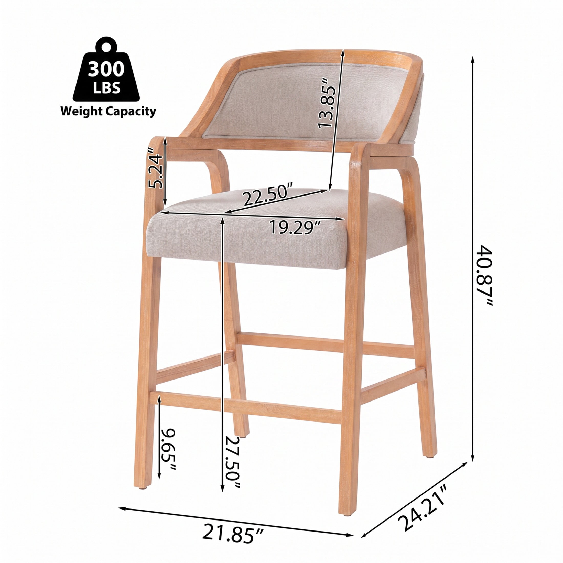 Christopher Knight Home Modern Upholstered Counter Stools, Rubberwood Frame, Natural, Set of 2