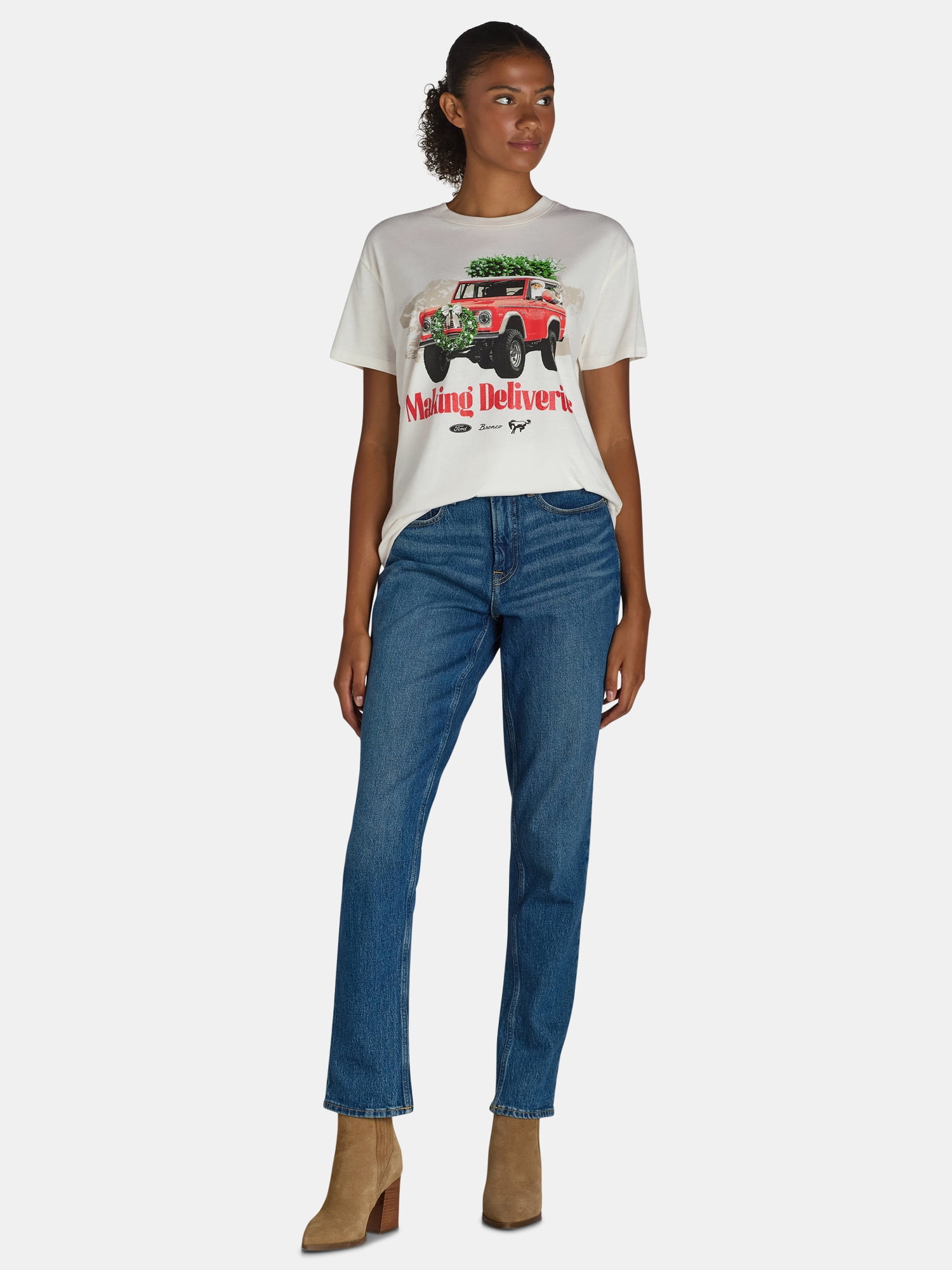 Women’s Santa Ford Bronco Graphic Print Tee, Sizes XXS-XXL