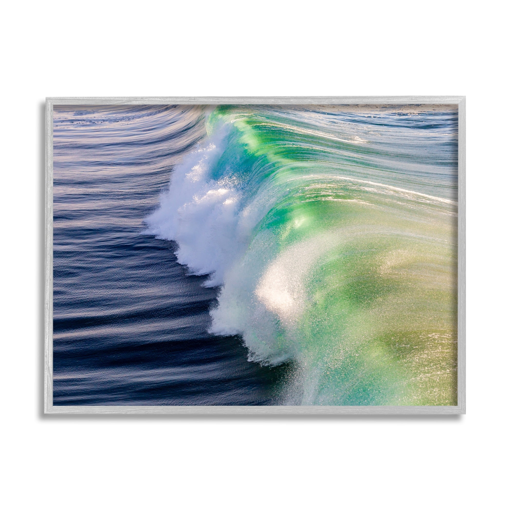 Stupell Industries Rolling Sea Waves Deep Ocean Water Photography Photograph Gray Framed Art Print Wall Art, Design by Jeff Poe Photography