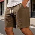 thumbnail image 2 of FYEGRE Men's Summer Casual Shorts Elastic Waist Drawstring Beach Shorts with Pockets Brown XL, 2 of 4